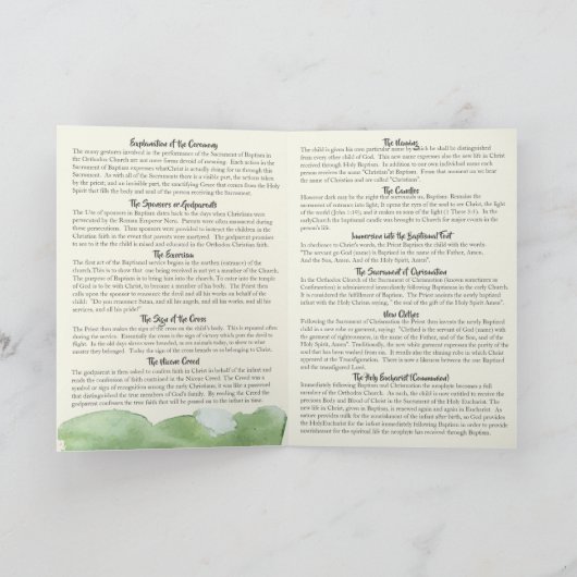 Dennis Griechisch-Orthodoxe Kirche Taufprogramm Programm (Innenseite)