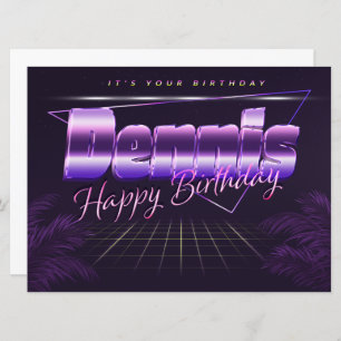 Dennis Name Vorname lila retro Karte Geburtstag