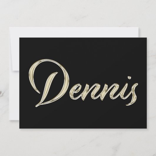 Dennis Name white gold Handwriting Karte (Vorderseite)