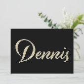 Dennis Name white gold Handwriting Karte (Stehend Vorderseite)