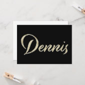 Dennis Name white gold Handwriting Karte (Vorderseite/Rückseite Beispiel)