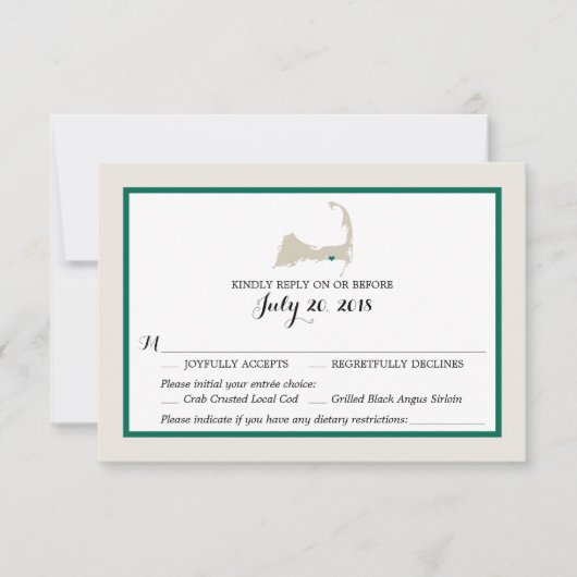 Dennis Port Cape Cod Map | RSVP-Menü Hochzeiten RSVP Karte (Vorderseite)