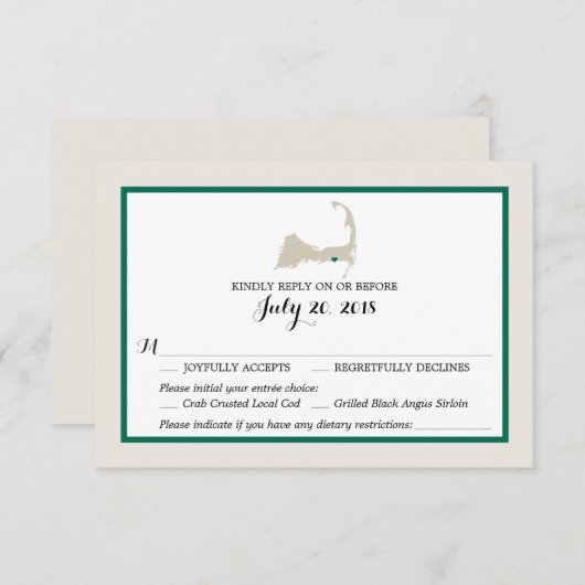 Dennis Port Cape Cod Map | RSVP-Menü Hochzeiten RSVP Karte (Vorne/Hinten)