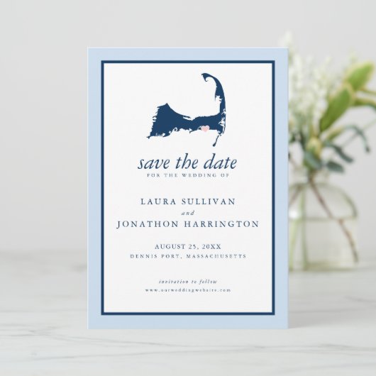 Dennis Port Cape Cod Wedding Save The Date (Stehend Vorderseite)