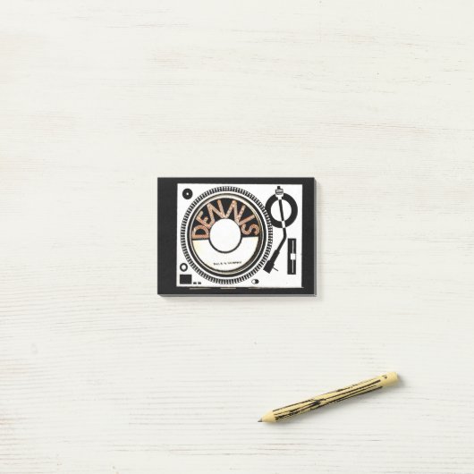 DENNIS-TURNTABLE POST-IT KLEBEZETTEL (Auf Schreibtisch)