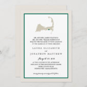 Dennisport Cape Cod Map Emerald Green | Hochzeit Einladung (Vorne/Hinten)