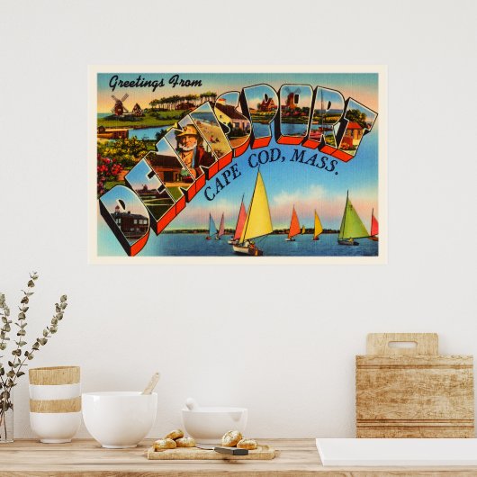 Dennisport Cape Cod Massachusetts MA Old Travel Poster (Küche)