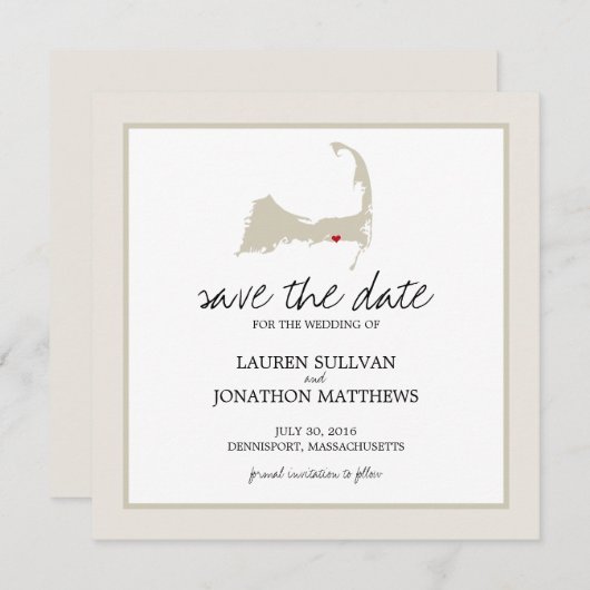 Dennisport Cape Cod Wedding Save the Date (Vorne/Hinten)