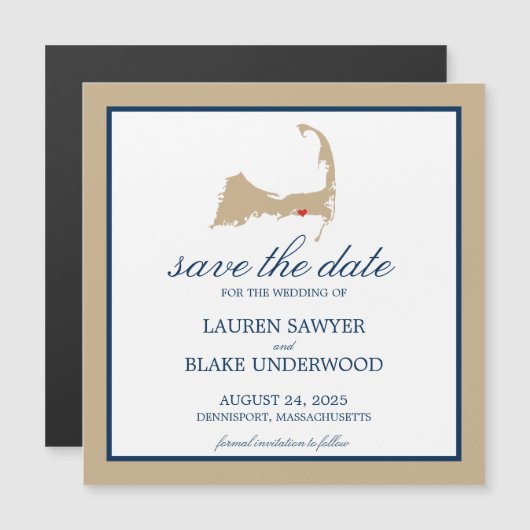 Dennisport Cape Cod Wedding Save the Date Magneteinladung (Vorne/Hinten)