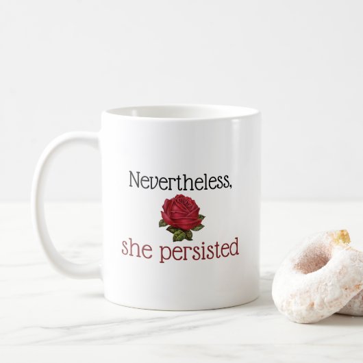Dennoch beharrte sie auf Niedlicher Vintager Rote Kaffeetasse (Mit Donut)