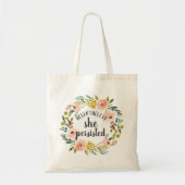Dennoch beharrte sie darauf, | Blumenangebot Tragetasche (Vorne)