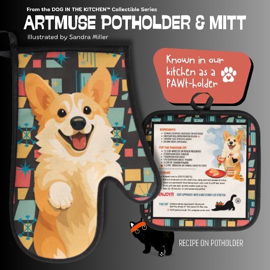 DENNY Corgi Ofenhandschuh & Topflappen-Set