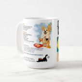 DENNY'S STUBBY WÜRSTCHEN Corgi Art Muse Rezept Kaffeetasse (Vorderseite Links)
