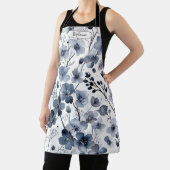 Dense Blue Watercolor Floral Pattern Personal Schürze (InSitu)