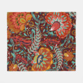 Dense blumengeschmückte Hand zeichnete Fantasy-Blu Fleecedecke (Vorderseite (Horizontal))