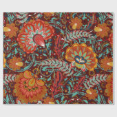 Dense blumengeschmückte Hand zeichnete Fantasy-Blu Geschenkpapier (Flach)