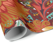 Dense blumengeschmückte Hand zeichnete Fantasy-Blu Geschenkpapier (Rolleneckpunkt)