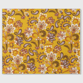 Dense blumengeschmückte Hand zeichnete Fantasy-Blu Geschenkpapier (Flach)