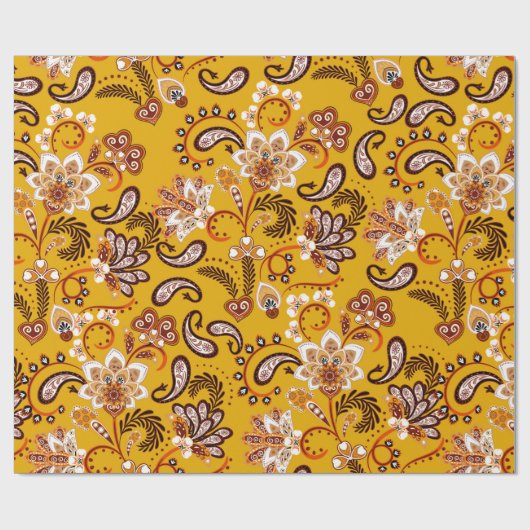 Dense blumengeschmückte Hand zeichnete Fantasy-Blu Geschenkpapier (Flach)