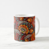 Dense blumengeschmückte Hand zeichnete Fantasy-Blu Kaffeetasse (VorderseiteRechts)