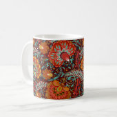 Dense blumengeschmückte Hand zeichnete Fantasy-Blu Kaffeetasse (Vorderseite Links)