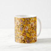 Dense blumengeschmückte Hand zeichnete Fantasy-Blu Kaffeetasse (VorderseiteRechts)
