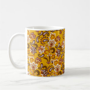 Dense blumengeschmückte Hand zeichnete Fantasy-Blu Kaffeetasse