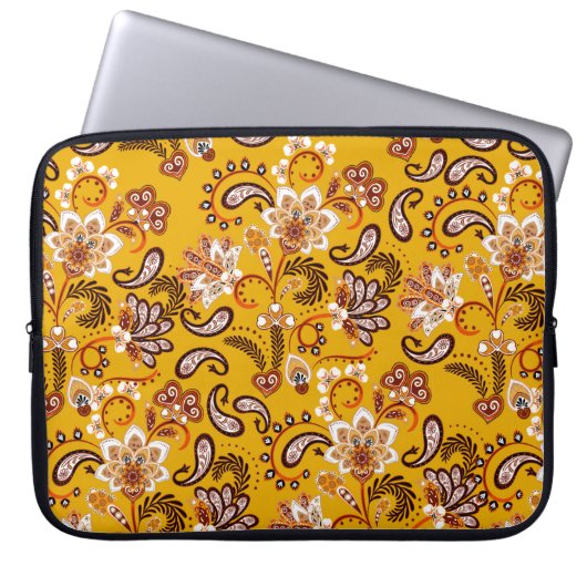 Dense blumengeschmückte Hand zeichnete Fantasy-Blu Laptopschutzhülle (Vorderseite)
