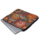 Dense blumengeschmückte Hand zeichnete Fantasy-Blu Laptopschutzhülle (Vorne Knopf)