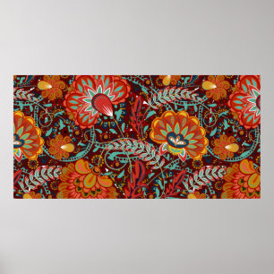 Dense blumengeschmückte Hand zeichnete Fantasy-Blu Poster