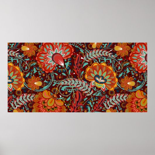 Dense blumengeschmückte Hand zeichnete Fantasy-Blu Poster (Vorne)