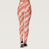 Dense Bright Diagonal Red Holiday Plaid Leggings (Rückseite)