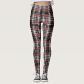 Dense Maroon Black White Tartan Plaid Leggings (Vorderseite)