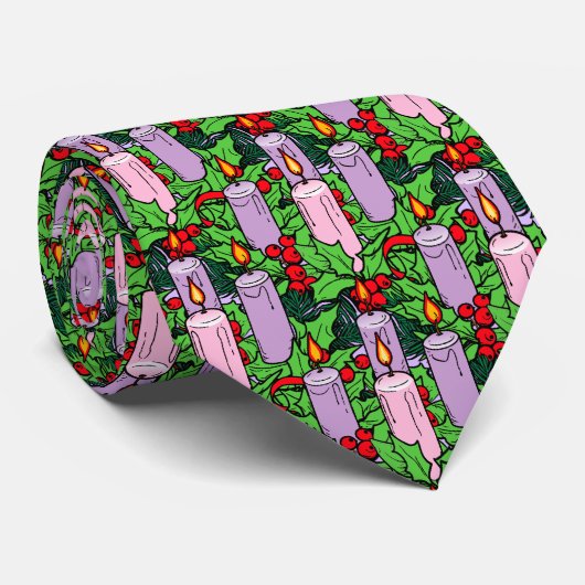 Dense Overall Pattern of Advent Candles Krawatte (Gerollt)