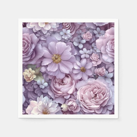 Dense Pastel Pink und Lila botanische Kunst Serviette (Vorderseite)