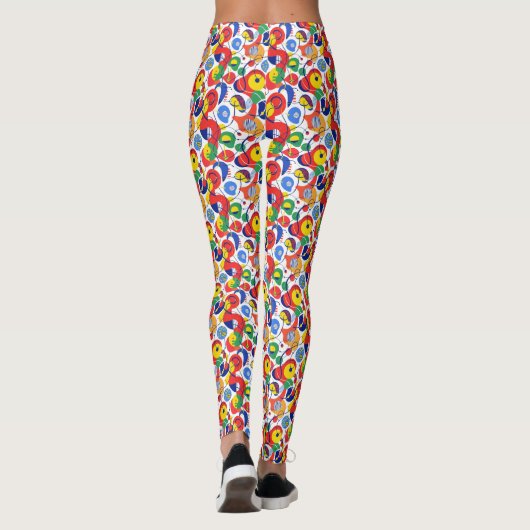 Dense Retro Primary Color Abstract Scribble Leggings (Rückseite)