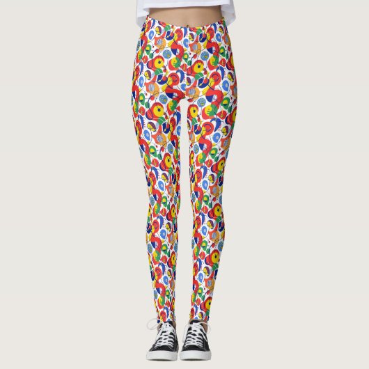 Dense Retro Primary Color Abstract Scribble Leggings (Vorderseite)