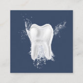Dental 3D Tooth Beruflich Navy Blue Dentist Quadratische Visitenkarte (Vorderseite)