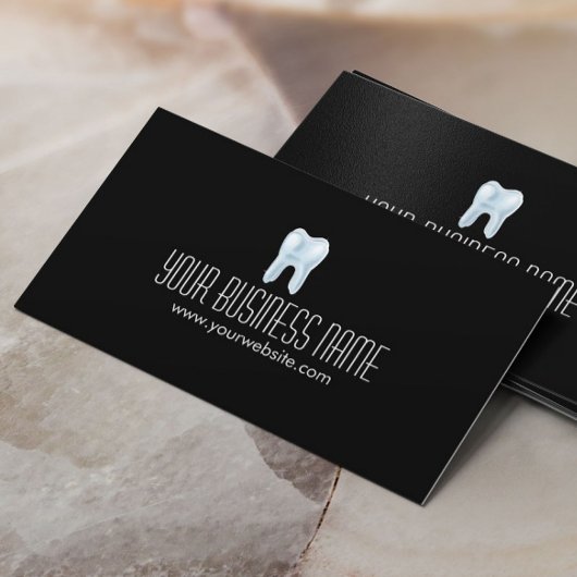 Dental 3D Tooth Dentist Schlicht Black Visitenkarte