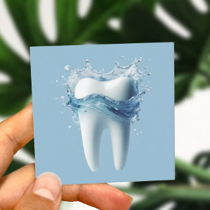 Dental 3D Tooth & Water Eleganter Zahnarzt Quadratische Visitenkarte