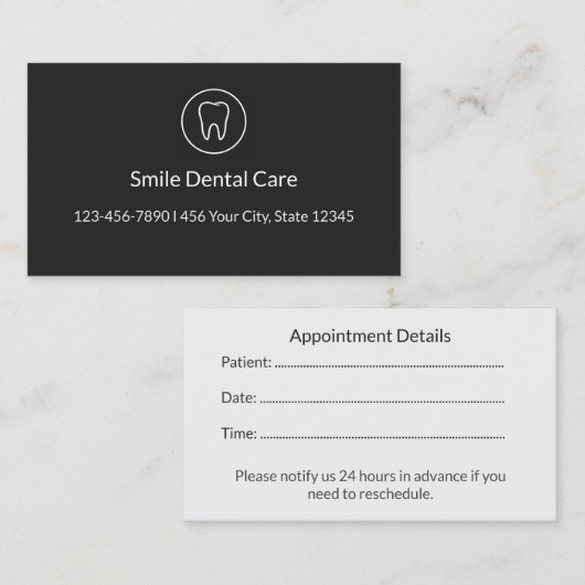 Dental Appointment Card for Medical Clinics Terminkarte (Vorne/Hinten)