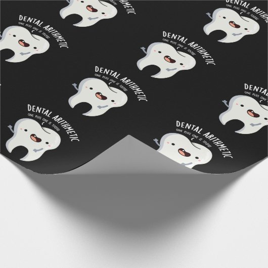 Dental Arithmetic Funny Tooth Puff Dark BG Geschenkpapier (Ecke)