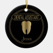 Dental 🦷 Assistant - Black and Gold Keramik Ornament (Vorne)