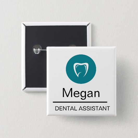 Dental Assistant Custom Tooth Logo Button (Vorne & Hinten)