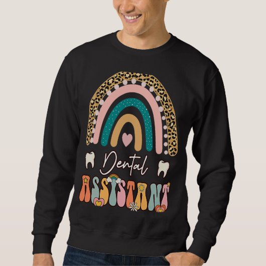 Dental Assistant Groovy Retro Vintage Rainbow Cute Sweatshirt (Vorderseite)