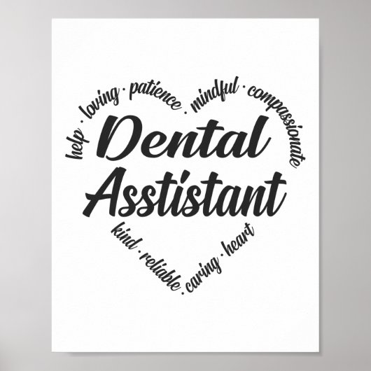 Dental Assistant Heart Word Cloud Poster (Vorne)
