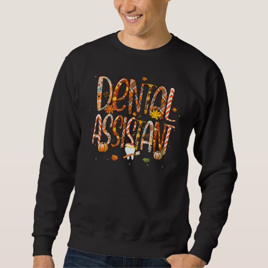 Dental Assistant Leopard Plaid Pilgrim Hat Fall Th Sweatshirt (Vorderseite)
