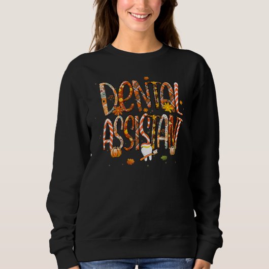 Dental Assistant Leopard Plaid Pilgrim Hat Fall Th Sweatshirt (Vorderseite)