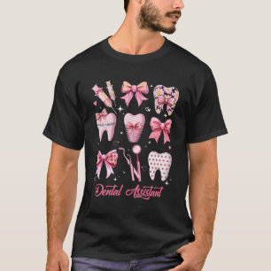 Dental Assistant Niedlich Pink Coquette Bow Teeth  T-Shirt