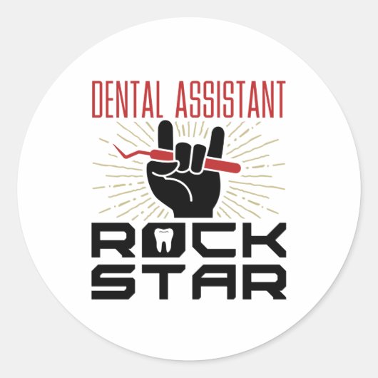 Dental Assistant Rock Star Runder Aufkleber (Vorderseite)